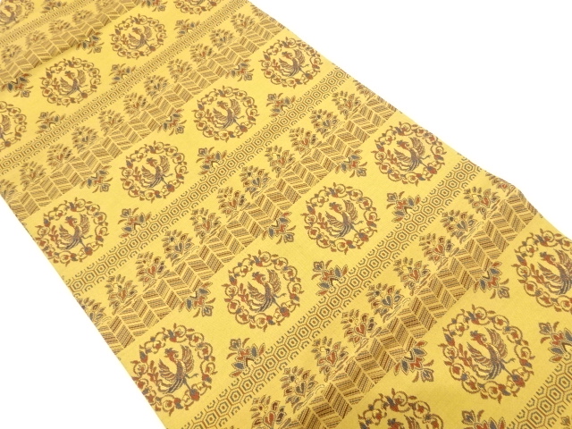 JAPANESE NAGOYA OBI / WOVEN FLOWER & BIRD